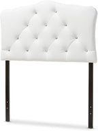 Baxton Studio Rita Modern and Contemporary White Faux Leather Upholstered Button-Tufted Scalloped Twin Size Headboard