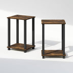 Furinno Simplistic Night Stand Set of 2, 2-Tier Small Nightstand with Open Shelf, Toolless Bedside Table, End Table, Side Table, for Bedroom, Living Room, Amber Pine