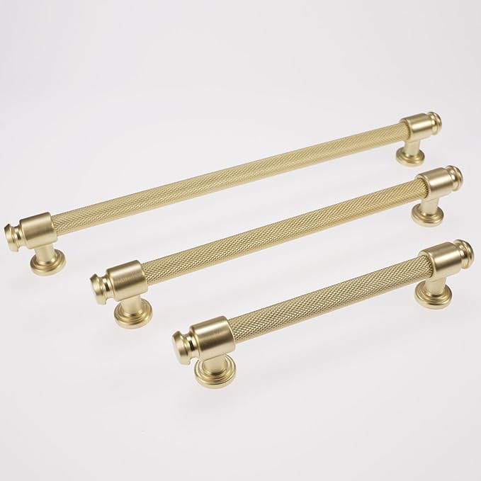 10 Pack 6-1/4" Hole Center(160mm) Brushed Brass Cabinet Handles and Pulls - Gold Drawer Handles for Kitchen and Dresser