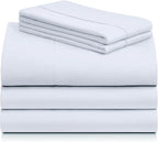 LuxClub 5 PC Sheet Set Bed Sheets Deep Pockets 16" Eco Friendly Wrinkle Free Cooling Machine Washable Hotel Bedding Silky Soft - Baby Blue Split King