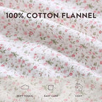 Laura Ashley - Flannel Sheets Full Size, Anti-Pilling & Wrinkle Resistant Cotton, Touchably Soft for All-Season Comfort - Bed Sheets with Matching Pillowcase & Fitted Sheet (Evie Pink)