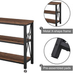 BON AUGURE Rustic Console Table Behind Couch, Industrial Entryway Table with Shelves, Farmhouse 3 Tier Sofa Tables for Living Room, Entry, Hallway (47 Inch, Rustic Oak)