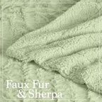 The Connecticut Home Co Throw Blanket for Couch, Soft Fluffy Room Decor, Cozy Warm Throws for Bed, Couches, Gifts for Women, Bedroom Cute Aesthetic Blankets Faux Fur and Sherpa, 65x50, Sage