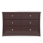 Storkcraft Crescent 6-Drawer Dresser (Espresso) – GREENGUARD Gold Certified, Brown Dresser for Bedroom, Kids & Nursery Storage Chest, Safety Interlocking Drawers, Pre-Installed Tracks, Kids Chest