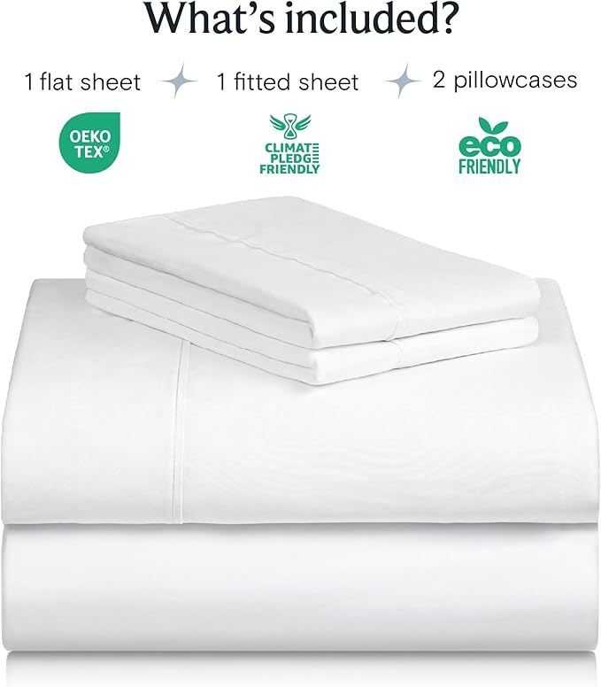 LuxClub 4 PC Full Size Sheet Set Bed Sheets Deep Pockets Wrinkle Free Cooling Bed Sheets Machine Washable Hotel Bedding Silky Soft - White Full