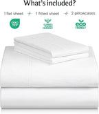 LuxClub 4 PC California King Size Sheet Set Bed Sheets Deep Pockets Wrinkle Free Cooling Sheets Machine Washable Hotel Bedding Silky Soft - White California King