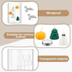 Christmas Glass Hurricane Candle Holder with 18 Pcs Tree Pumpkin Ghost Candles and 5 Tea Light Cylinder Pillar Candle Holder for Xmas Thanksgiving Halloween Table Centerpiece Decorations
