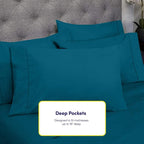 Full Size Bed Sheets - 6 Piece 1500 Supreme Collection Fine Brushed Microfiber Deep Pocket Full Sheet Set Bedding - 2 Extra Pillow Cases, Great Value, Full, Teal