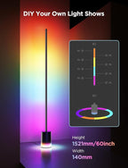Govee Floor Lamp 2 with Matter, RGBIC, Warm Cool White LED, Alexa Compatible, 1725lm, Music Sync, Scene Modes, Smart Floor Lamp for Living Room, Bedroom, Black(1 Pack)