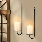Candle Sconces Set of 2, Taper & Pillar Wall Candle Holder, Black Wall Sconces Set of Two, Decor for Entryway, Stair Corner, Living Room, Gfits for Men Women Mom or Dad