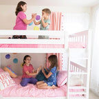 Max & Lily Bunk Bed Twin over Twin, Solid Wood Bunk Bed Frame with Ladder for Kids, 14" Safety Guardrails, Easy Assembly, No Box Spring Needed, White