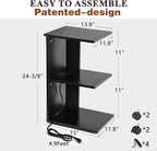 ZGREN End Table with Charging Station, Narrow Side Tables for Small Spaces USB Ports and Outlets Rolling Bedside Nightstand Sofa Couch Slim Shelf Night Stand Living Room, Bedroom, Black