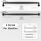 10 Pack Matte Black Cabinet Pulls 10 Inch(254mm) Kitchen Cabinet Handles Solid Zinc Alloy Cabinet Hardware Drawer Pulls
