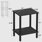 TUTOTAK End Table, Set of 2, Side Table, Nightstand, 2-Tier Storage Shelf, Sofa Table for Small Space, Living Room, Bed Room TB01BMK035