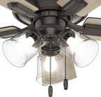 Hunter 42 inch Indoor Ceiling Fan with LED Lights and Pull Chain - Low Profile Mount Ceiling Fan, 5 Blades, For Bedroom, Living Room, or Kitchen, Quiet - Crestfield 52153, Noble Bronze