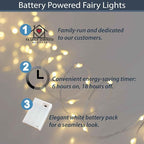 QBIS Warm White Fairy Lights Battery Operated with Timer Mode, 40 Micro LEDs for Mason Jars, 6.5ft, Silver Wire Lights Indoor Use (Warm White) - 2 Pack
