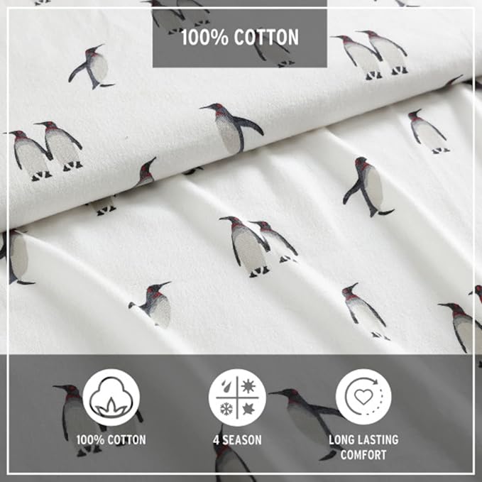 Eddie Bauer - Twin Sheets, Cotton Flannel Bedding Set, Brushed For Extra Softness, Cozy Home Decor (Rookeries, Twin)