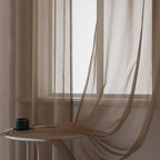 DUALIFE 2 Panels Chocolate Brown Semi Sheer Window Curtains Elegant Grommet Top Window Voile Drapes/Treatment Panels for Bedroom Living Room (52X96 Inches)