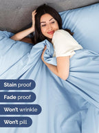 Extra Deep Cal King Sheet Set - 6 Piece Breathable and Cooling Sheets - Hotel Luxury Bed Sheets Set - Easy Fit - Soft, Wrinkle Free and Comfy Sheets Set - Light Blue Sheet Set with Extra Deep Pockets