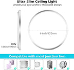 zemty LED Ceiling Light Fixture, 6.5-Inch 12W 1200lm Small Flush Mount Light, Adjustable 3000K 4000K 6500K Color Temperatures, Round Flat Recessed Lighting for Kitchen Closet Hallway Laundry, Nickel