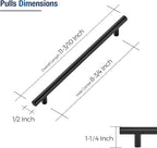 JOY DECOR 30 Pack Cabinet Handles, Black Cabinet Pulls, 8-3/4 in Hole Center Kitchen Hardware, Stainless Steel T Bar Handles for Dresser Drawers