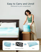 PERLECARE 2 Inch Twin Memory Foam Mattress Topper, Cooling Gel Infused Mattress Pad, Ventilated Bed Topper for Pressure Relief, CertiPUR-US Certified, Dorm Room Essentials, Blue