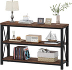 BON AUGURE Rustic Console Table Behind Couch, Industrial Entryway Table with Shelves, Farmhouse 3 Tier Sofa Tables for Living Room, Entry, Hallway (47 Inch, Rustic Oak)