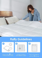 QUEEN ROSE California King Mattress Topper Cooling Extra Thick 3D Snow Down Pillow Topper Mattress Pad Cover Bed Mattress Topper, Hotel Quality, Down Alternative, Plush and Support