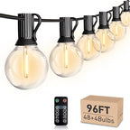 HISTAR 96FT LED Outdoor String Lights with Remote Waterproof G40 Globe Lights with 52 Dimmable LED Bulbs, Outdoor Patio Lights Decorative for Backyard Balcony Bistro Cafe