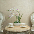 Large Artificial Potted Orchid Plant, Silk Flower Arrangement with Ceramics Vase, White
