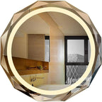 Round LED Bathroom Mirror, Beveled Edge Frameless Wall Mount Bathroom Vanity Mirror with 3-Color and Anti-Fog, 24 Inch, Silver