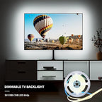 A 5V USB LED Light Strip, COB LED Strip Lights, White 5V LED Lights, Small LED Strip Light, TV Lights for TV Under Cabinet Kitchen Living Room Shelving or Displays (White, 6.56ft)
