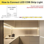 TOPAI 12V COB LED Strip Light 4000K Natural White Waterproof IP65 480LEDs/M Super Bright 4000Lm CRI>90 16.4ft/5M Self Adhesive Dotless Cuttable Flexible for Bedroom Cabinet DIY Lighting