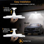 (2 Pack) LED Garage Lights, 60W Trilights Ceiling, High Low Bay Deformable Adjustable 4 Led Light Bulbs 6000LM 6000K, Screw in Tribright Garage Lighting Fixture,CRI80 Daylight
