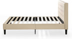 ZINUS Ibidun Upholstered Platform Bed Frame, Mattress Foundation, Wood Slat Support, No Box Spring Needed, Easy Assembly, King, Beige