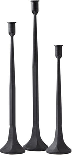 Denique Iron Taper Candle Holder Set of 3, Black Candlestick Holders 19.3”17” 14” Heightening Decorative Candle Stand Set for Wedding, Dining Table, Home Decoration (Black)
