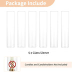 NUPTIO Hurricane Glass Candle Holder: 2.5 x 12 inches Open Ended Cylinder Chimney Replacement for Taper Candles - Bulk Clear Candlestick Holders Sleeve for Christmas Fireplace Decor