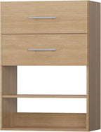ROOMTEC 19.5" 2 Drawer Short Tower Closet Unit, Modular Closet System with Drawers and Shelf, Wardrobe Organizer for Bedroom or Walk-in Closet, Wall Mounted, Customizable Clothes Storage Unit, Wood
