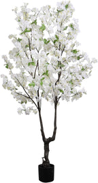 Faux Cherry Blossom Tree Artificial White Flowering Trees Fake Cherry Blossom Decorative Tree 6FT Indoor Japanese Decor for Home