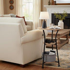 Dulcii Round Side Table for Narrow and Small Spaces,3 Tier Small Round End Table Sofa Side Table for Living Room,Small Bedside Table Round Nightstand for Bedroom