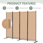 RANTILA 4 Panel Room Divider, 6 FT Folding Privacy Screen with Wide Feet, Freestanding Partition for Room Separation, Portable Room Divider Panel, 89" W x 71" H, Beige
