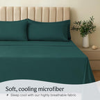 LuxClub 4 PC Full Sheet Set, Breathable Luxury Bed Sheets, Deep Pockets Wrinkle Free Cooling Bed Sheets Machine Washable Hotel Bedding Silky Soft - Emerald Full
