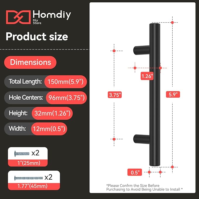 homdiy Black Cabinet Handles 20Pack 3-3/4inch Hole Center Kitchen Drawer Pulls and Knobs Stainless Steel Cabinet Hardware for Bathroom, Cupboard
