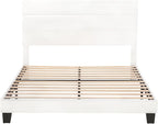 SHA CERLIN Queen Platform Bed Frame with Velvet Upholstered Headboard, Mattress Foundation with Strong Wooden Slats Support, No Box Spring Needed, White