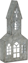 Church Shaped Tea Light Candle Holder Farmhouse Galvanized Metal Candle Holder Vintage Decorative Tealight Holder for Table Centerpiece Decoration - 5.51" x 2.36" x 12.8"