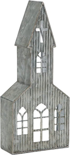 Church Shaped Tea Light Candle Holder Farmhouse Galvanized Metal Candle Holder Vintage Decorative Tealight Holder for Table Centerpiece Decoration - 5.51" x 2.36" x 12.8"