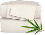 Pure Bamboo Queen Sheets, Genuine 100% Organic Viscose Derived from Bamboo Bed Sheet Set, Luxuriously Soft & Cooling, Double Stitching, Lifetime Quality Promise (Queen, Creme)