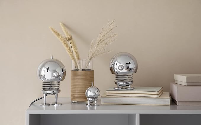 Hoptimist Bumble, Home Decor Ornament - Danish Design, Plastic W/Metal Spring, Small Chrome- Creates Cheerful Movement