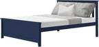 Max & Lily Full Size Bed Frame with Slatted Headboard, Solid Wood Platform Bed for Kids, No Box Spring Needed, Easy Assembly, Blue