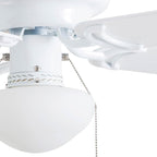 Prominence Home Alvina Traditional 42 Inch Ceiling Fan with Light, LED Flush Mount Ceiling Fan, Indoor Fan with 5 Blades, White and Gray Oak Blade Finish Options, White (80092-01)